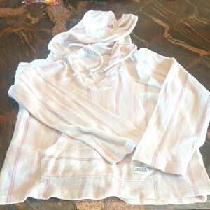 Roxy Pink and Cream Striped Hoodie
